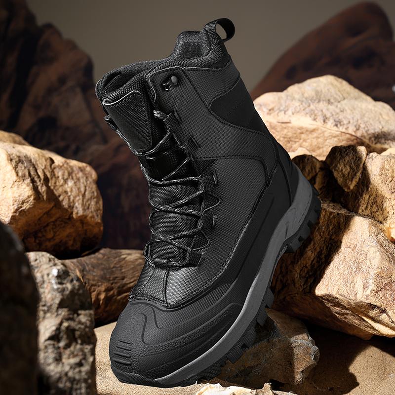 Winter High-Top Men's Snow Boots with Fleece Lining Thickened Waterproof Non-Slip Warm Fur and Cold-Resistant Cotton Shoes
