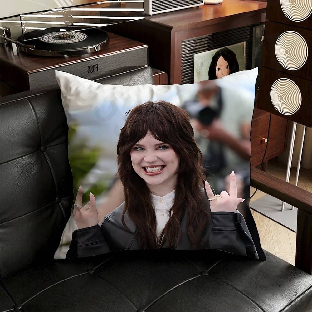 Actor SSophie TThatcher Pillow Case Square DoubleSided Printing Short Plush Sofa Cushion Cover Bedroom Bedside Pillow