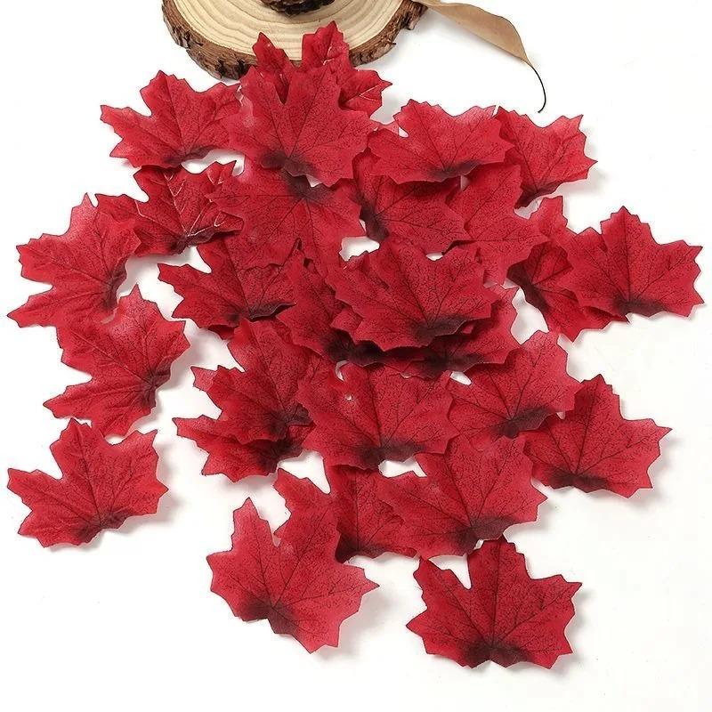 50/100Pcs Autumn Artificial Maple Leaf Fake Leaves Garland Maple Leaf Vine Garden Home Decor Thanksgiving Halloween Decoration