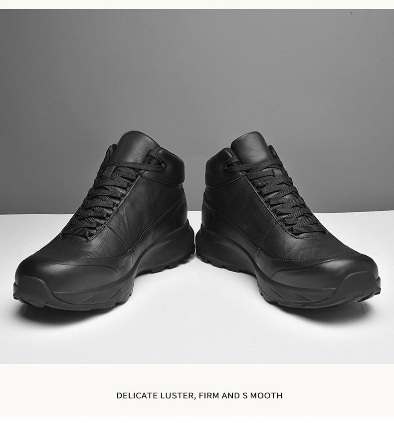 Men's Winter High-Top Velvet-Lined Outdoor Hiking Boots - Anti-Slip, Breathable, Large Size, Versatile Leather.