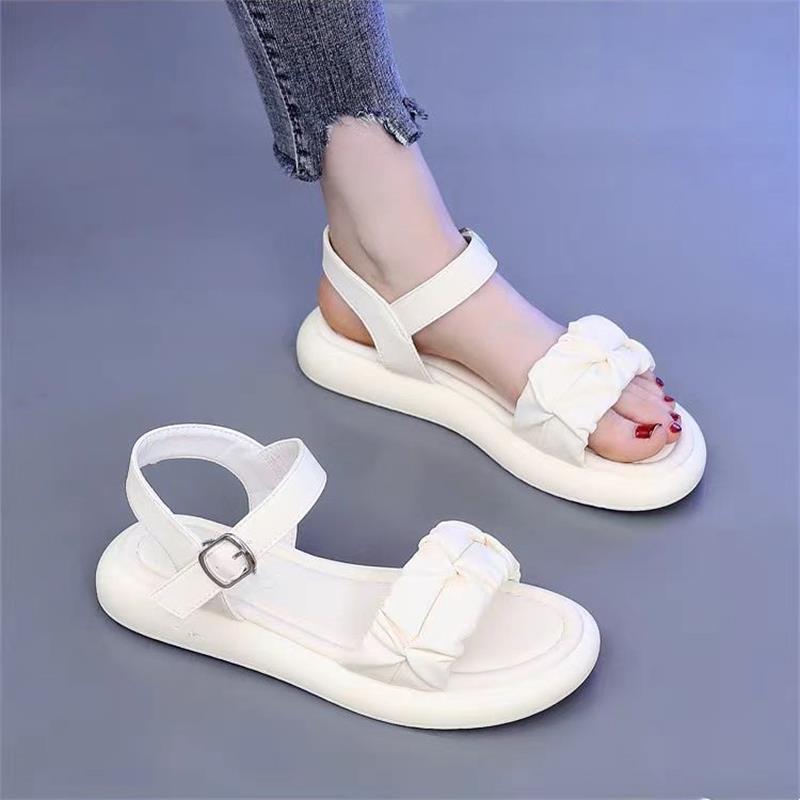 Fairy Style Sandals Women's 2025 New Summer Wear with Skirt One Word with Sandals Soft Sole Beach Shoes Open Toe