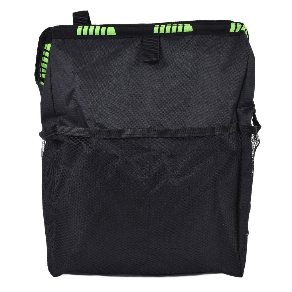 Car Garbage Storage Bag Waterproof Foldable Oxford Fabric Auto Litter Bin with Lid and Pockets Black