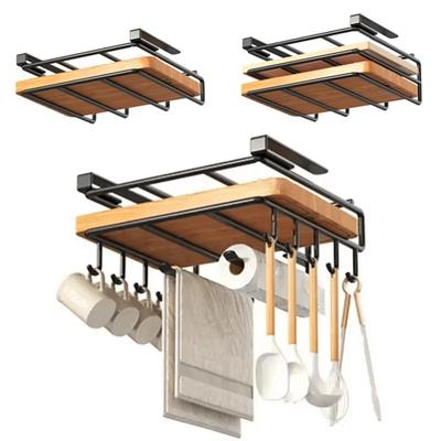 Organizzatore da appendere sotto i pensili della cucina, portaoggetti per taglieri, portarotolo di carta, gancio per utensili da cucina, senza foratura