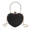 Borsa da sera con pochette, borsa da donna, borsa a mano lucida, a forma di cuore, in metallo, borsa a tracolla con catena alla moda, borsa di lusso da donna.