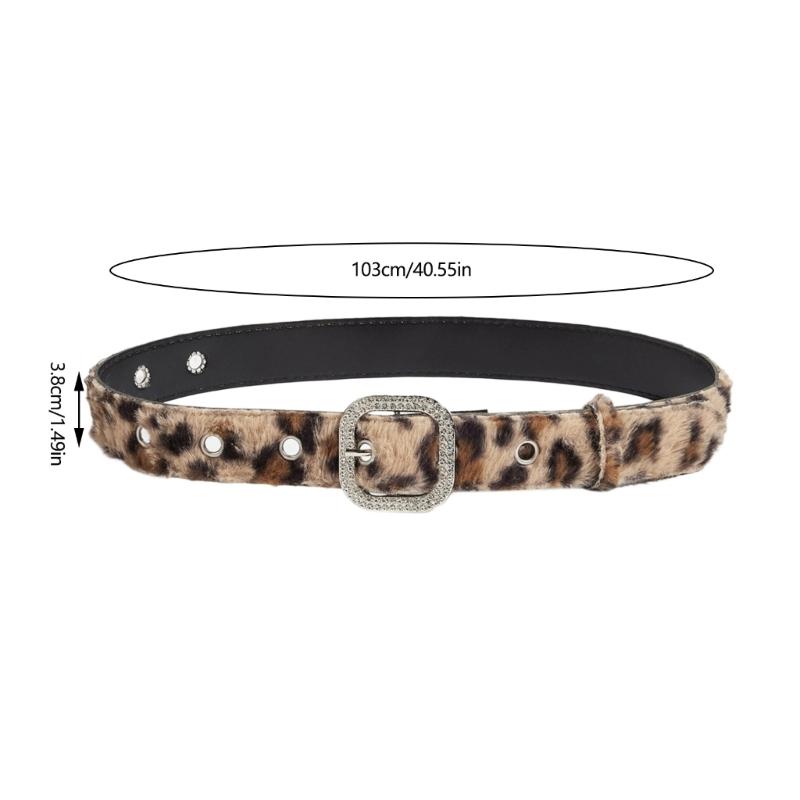 Leopard Print Furry Belt For Women And Men Soft Elastic Waistband With Secure Closure For Jeans Dresses