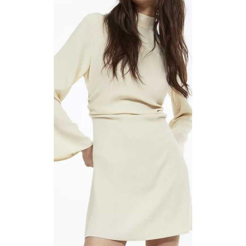 Export Single H Home Stand Collar Pleated Waist Tight Fashion Long Sleeve Spring New Arrival Minimalist French Work Clothing Ladies Dress