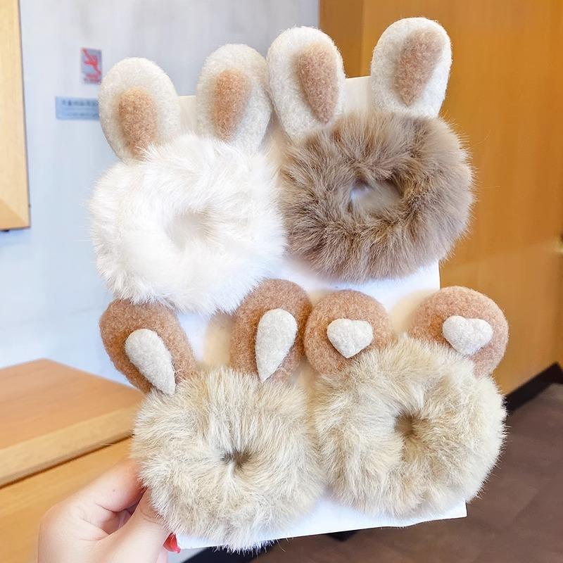 Herbst & Winter Neue Kinder Fleece Haargummis: Süße Katzenohren-Gummibänder, Hochelastische & Nicht-schädigende Warme Haaraccessoires für Mädchen