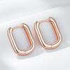 Fashion  Rose Gold Color Simple Glossy Rectangular Hoop Earrings For Women Party High Quality Daily Fine Jewelry