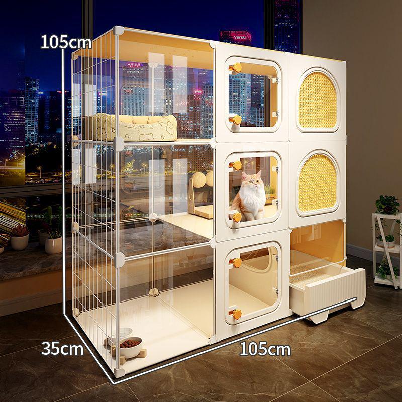 Extra-Large Indoor Cat Villa: One Room, Living Room, Bathroom - Spacious Cat Cage & Nest with Integrated Toilet