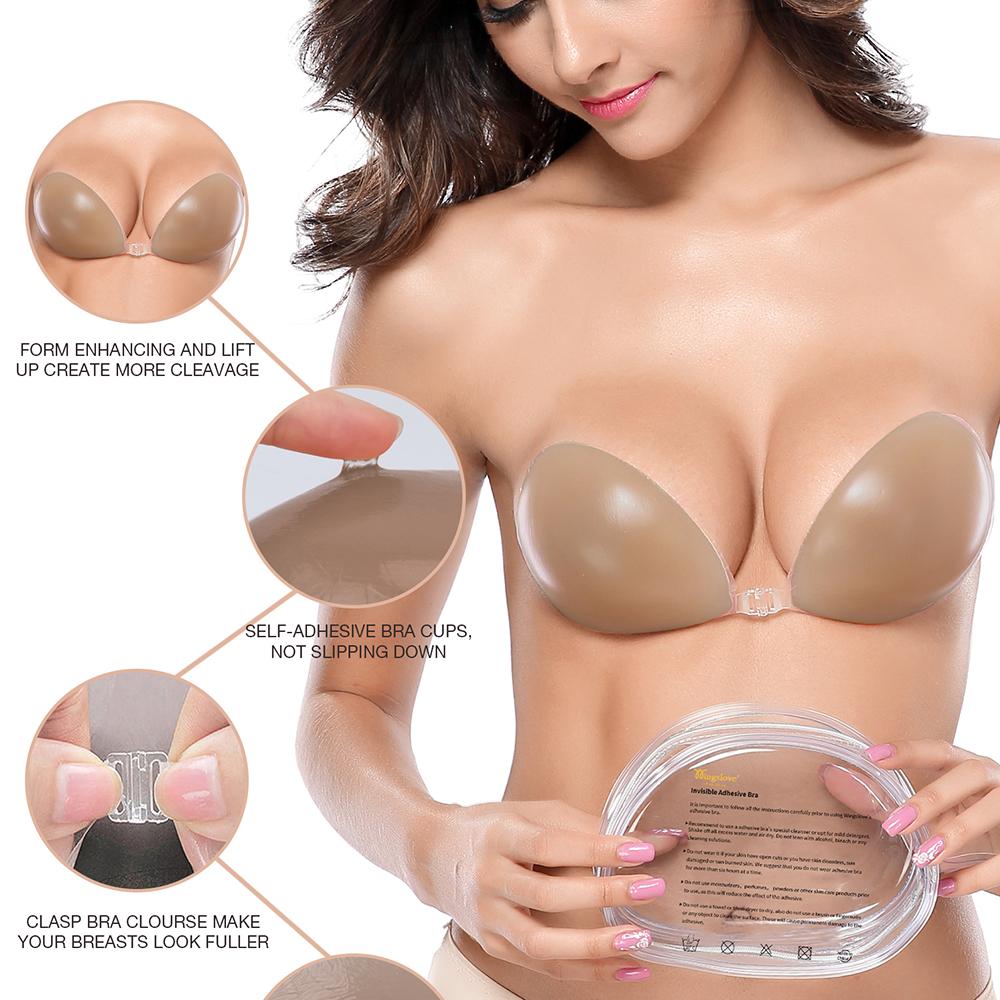 Women Solid Lightweight Backless and Strapless Adhesive Bra