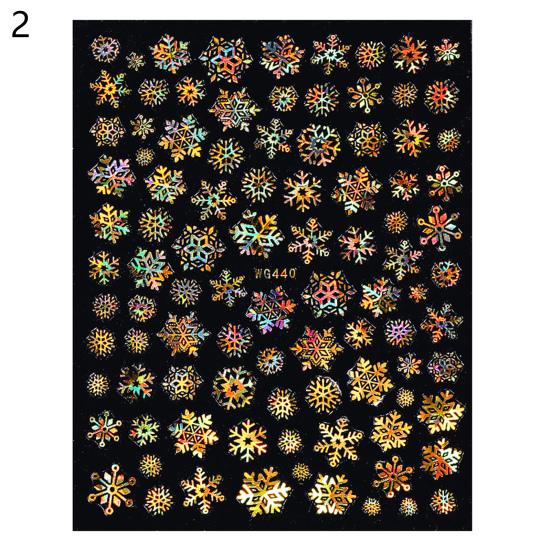 Nail Sticker Christmas Style Snowflake Pattern Vivid Images White Snow Embossed Sticker Xmas