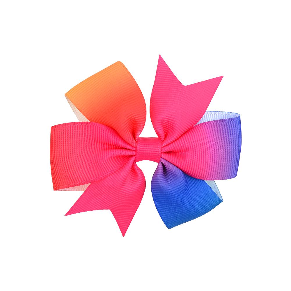 3,2 Zoll Grosgrain-Band Boutique Farbverlauf Haarspangen mit Clip für Mädchen Kinder Handgefertigt Windrad Regenbogen Schleifen Accessoires