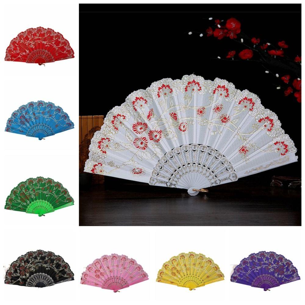 

Пластиковый складной шелковый веер китайский стиль танец ручной веер ремесла подарок бронзовый цвет складной веер для женщин