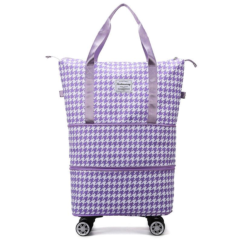 Double-layer expansion large capacity long and short-distance portable bag with wheels dry and wet separation fitness bag can be covered with tie rod