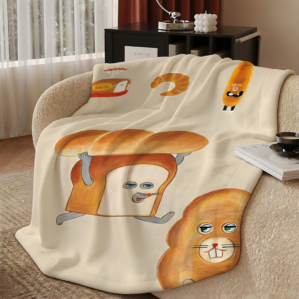 food B-Bread Thief-f Throw Warm Soft Flannel Blanket, Multi-use for Sofa Bed Camping Travel Nap