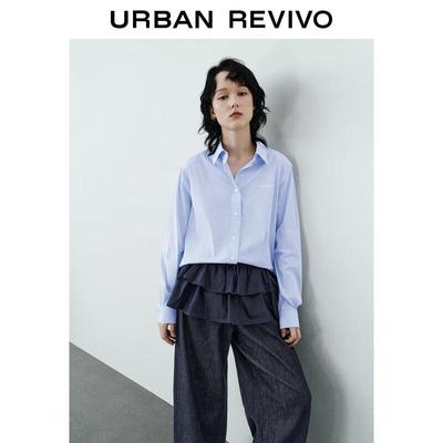 UR 2025 Autumn Women's Color-block Plaid Polo Shirt