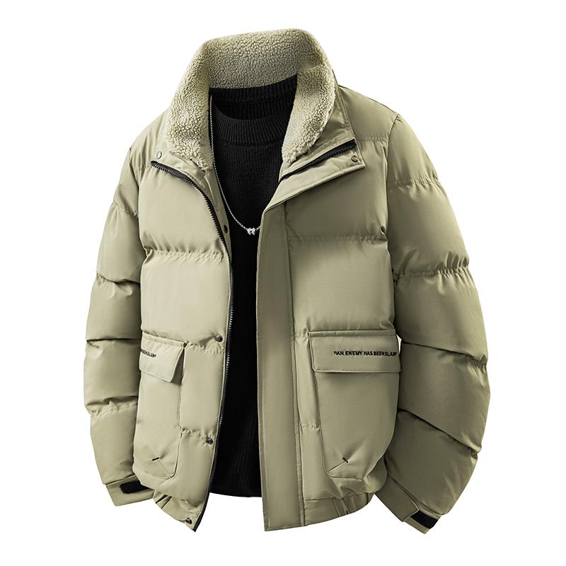 Winter Herren Baumwolljacke, Dicke Daunenbaumwolljacke, Slim Fit Baumwolljacke, Pelzkragen, Umlegekragen, Dicke Jacke