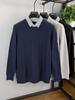 2025 Men's Trendy Fake Two-Piece Sweater: Warm Knit Shirt Collar Pullover for Autumn/Winter