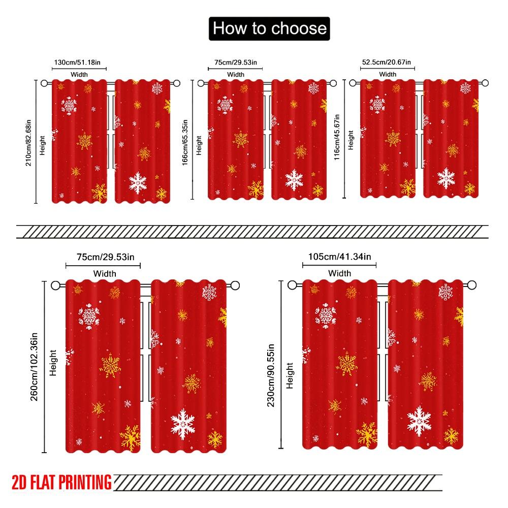 2pcs,2D Plane Printing Curtains Roller Blinds Santa Claus Snowflakes Polyester Woven (without Rod) Holiday Ldeal for Living Room