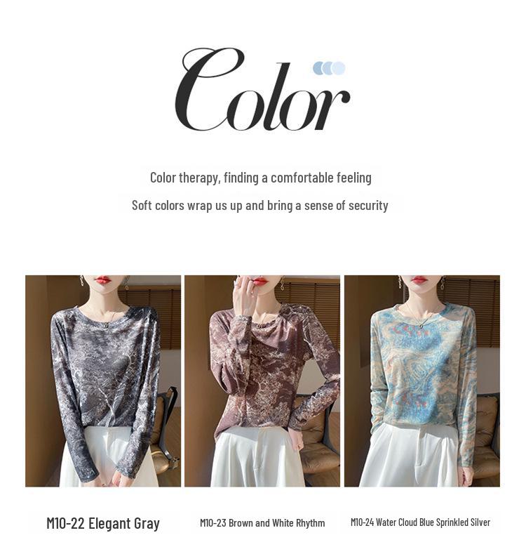 2025 Frühling/Sommer Retro Wasserlöslicher Batik Rundhals Damen Weiches Dünnes T-Shirt