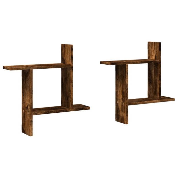VidaXL Étagères murales 2 pcs chêne fumé 50x12x50 cm Bois d'ingénierie 853258