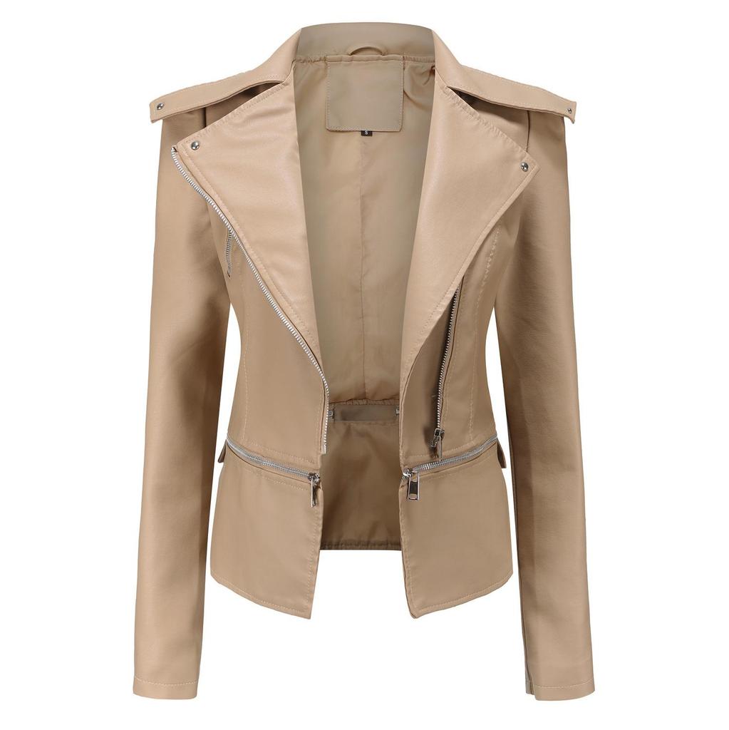 Women's European Size Leather Jacket with Detachable Hem - New Spring & Autumn Fashion 2023