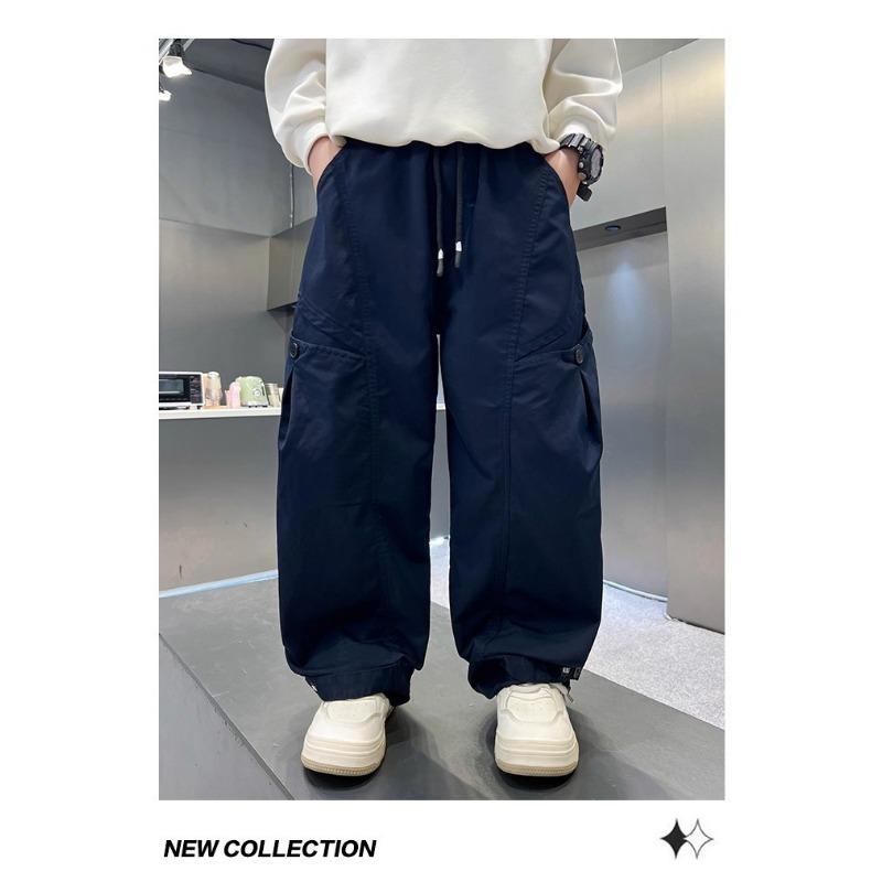 Boys Big Kids Casual Straight Wide Leg Cargo Long Pants