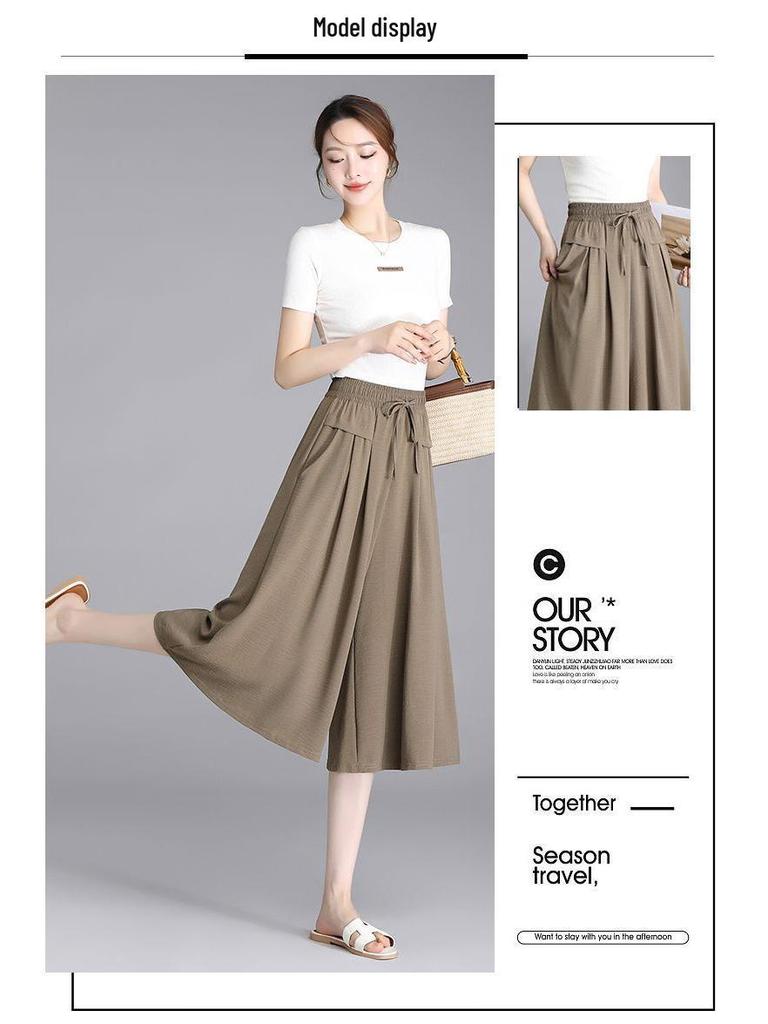 Women's Summer 2025 High-Waisted Ice-Feel Wide-Leg Culottes