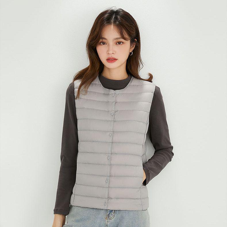 Women's Plus Size Collarless Down Vest - Short, Warm Shoulder Cape Jacket for Middle-aged and Young