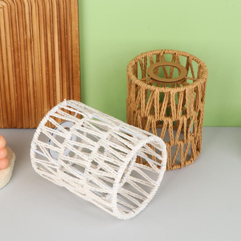 Handmade Paper Rope Woven Rattan Lampshade Boho Decorative Lampshade Table Lamp Decorative For Garden Yard Living Room