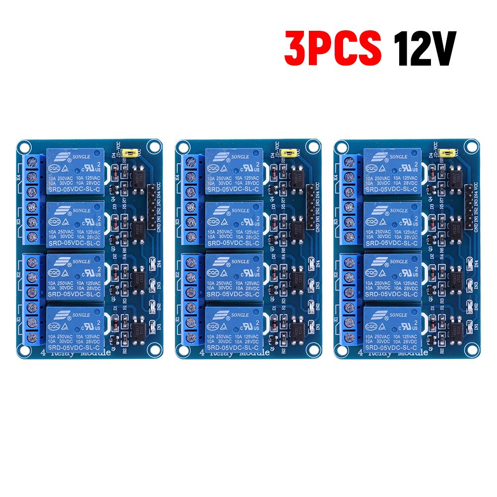 1-5 Stück 4-Kanal-Relaisplatine AVR 51 PIC 5V 12V 4-Kanal-Relaismodul mit Optokoppler-Relais 4-Wege-Relaismodul für Arduino