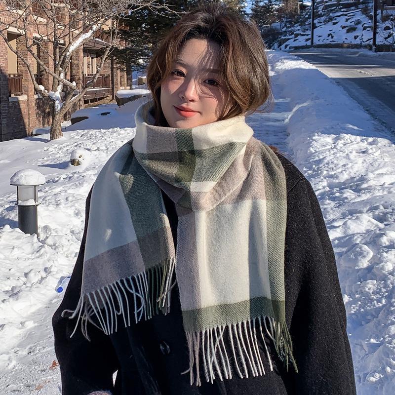 Atmosphere pure wool plaid scarf retro men and women couples high-grade thickened winter warm scarf