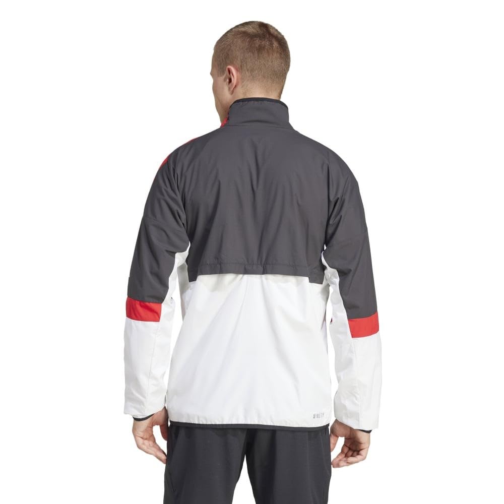 Adidas JOJ86 Tennis Team Wind Jacket with Trico Size Small Men's Lining, Black/White/Scarlet (IW2927),