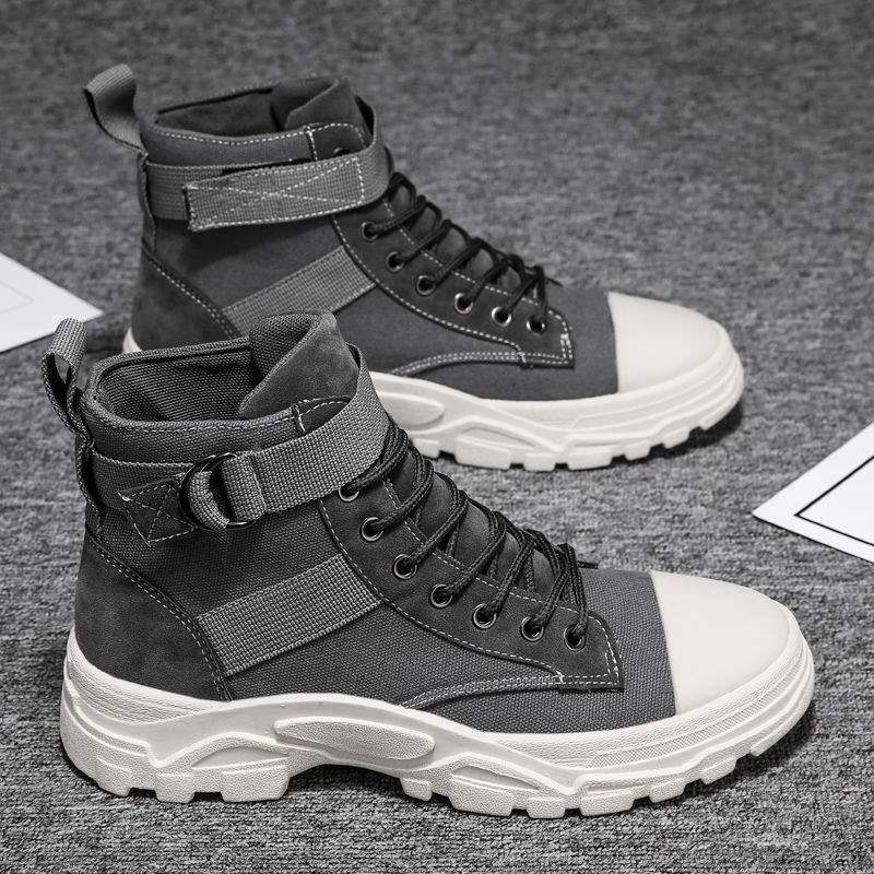 Summer breathable Martin boots canvas high-top shoes platform non-slip shoes British tooling boots