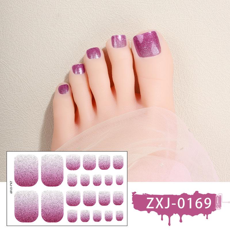 Y2K Glitter Toe Nail Stickers - Waterproof Solid Color for Summer Nail Art