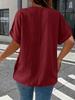 Plus Size Women's Solid V-Neck Buttoned Short Sleeve Top - Comfortable & Loose Fit, 2025 Collection.