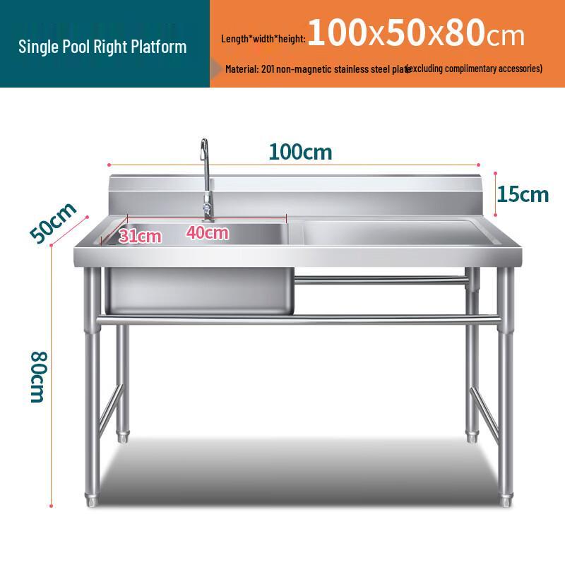 Stainless Steel Commercial Kitchen Sink with Stand