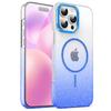 iPhone 17 Glitter Magnetic Case with Apple 16 Metal Lens Ring - 14 Pro Max Transparent Protective Cover