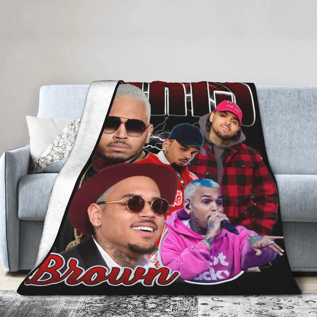 Chris Brown Super Warme Plüschdecke für Mädchen Jungen Lustige Flanelldecke für Couch Sofa Bett Weiche Bettwäsche Überwurfbezug