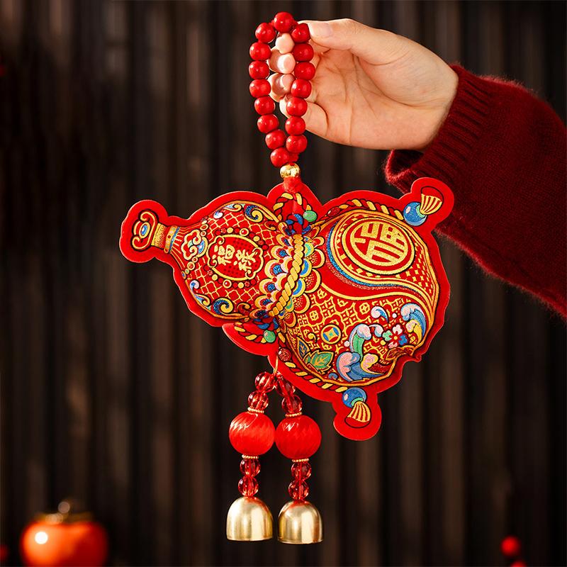 Hot 2026 New Year Door Hanging "Fu" Character Zodiac Pendant Money Bag Fish Ornament Festive Decoration For Chinese New Year