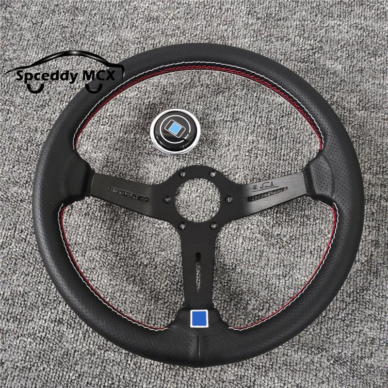 Spceddy Für Lenkrad 14 Zoll 350mm Perforiertes Leder Konkav Auto Sportlenkrad