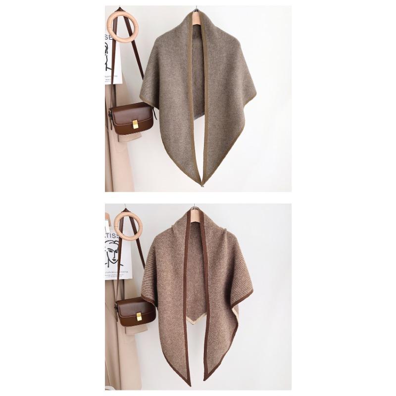 Korean Vintage Knit Solid Thick Triangle Scarf For Women Winter Warm Versatile Shawl
