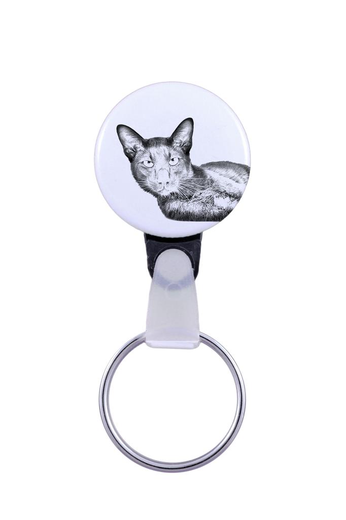 Havana Brown Cat - Handmade Keychain with a Cat Portrait, Purse Charm, Product of the Art-Dog Brand.