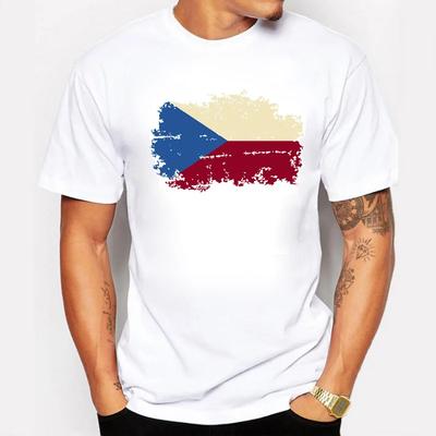 Sapextee República Checa Bandera Nacional Camisetas para Hombre Manga Corta Juegos de Verano Fans Animación Camisetas Cuello Redondo Para Hombres Talla S 2XL