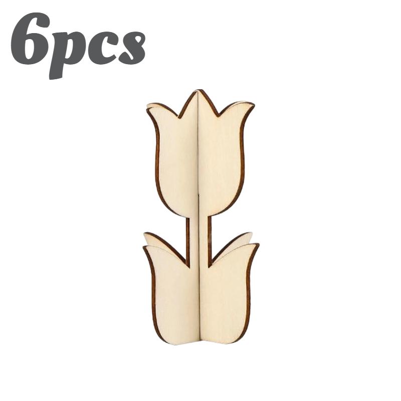 

6Pcs Unfinished Wood Tulip Shapes, DIY Paintable Craft Kit for Spring , Home Table Decor & Mother s Day Project