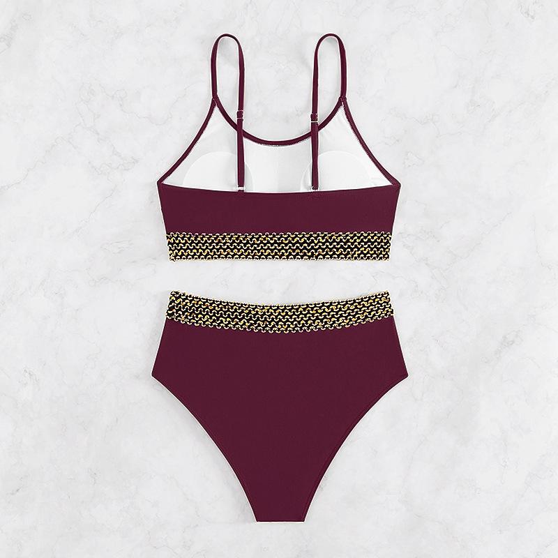 New Style High Waist Backless Bikini - Solid Color Women's Swimwear