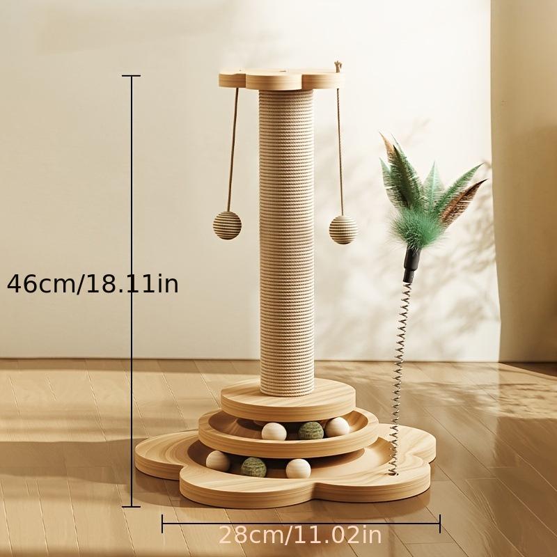 2025 4-in-1 Wooden Cat Scratching Paradise Tall Post 1 Piece