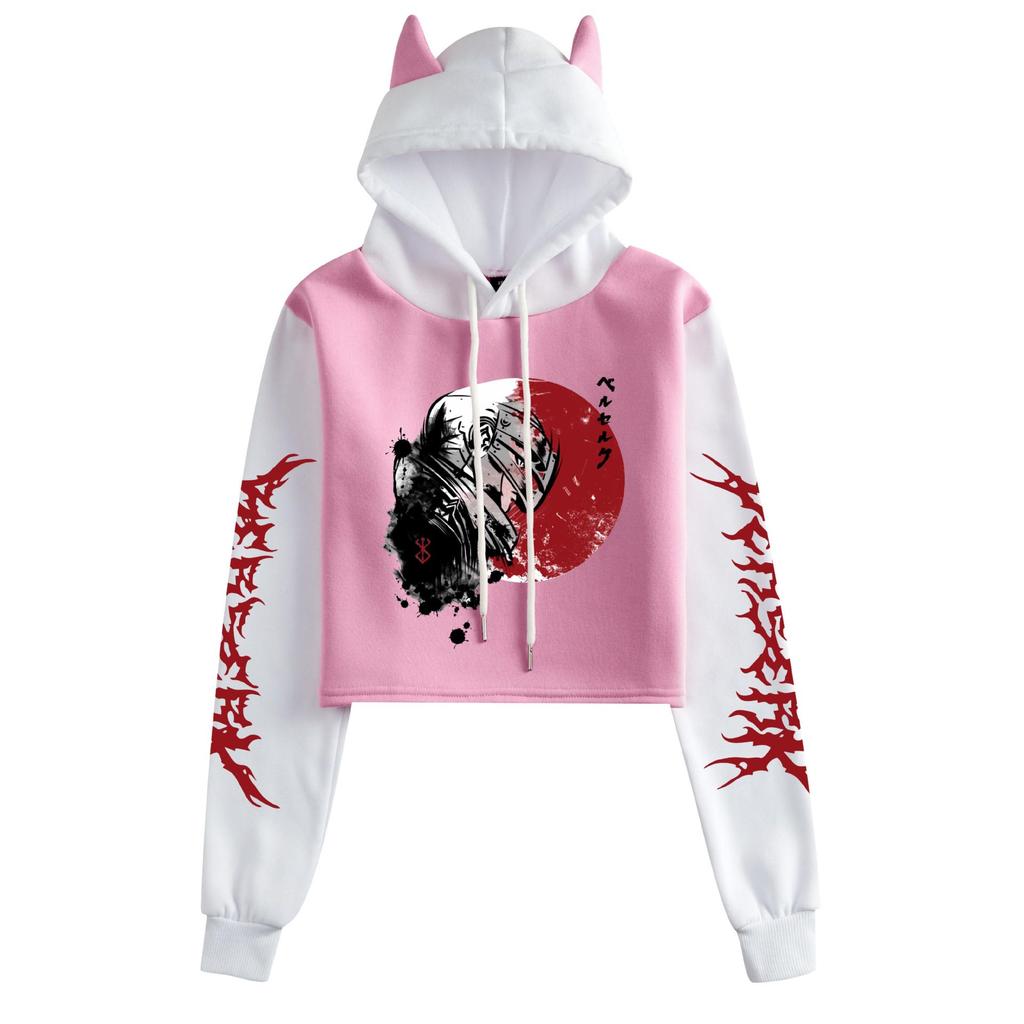 Women's Color-Block Cat Ear Hoodie, New Berserk Anime Casual Wear
