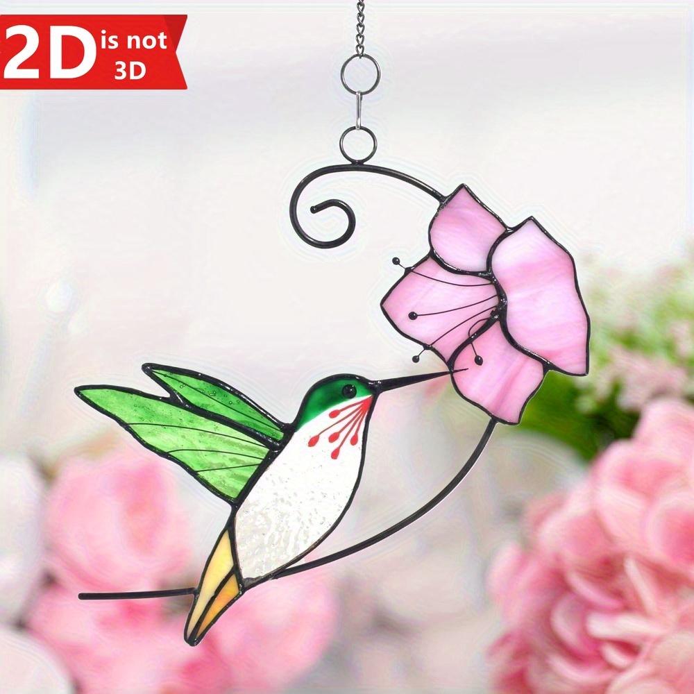 

2d flat Hummingbird and Flower Colorful Acrylic Sun Catcher Colorful Window Hanging Hummingbird Gift Home Decoration чистый