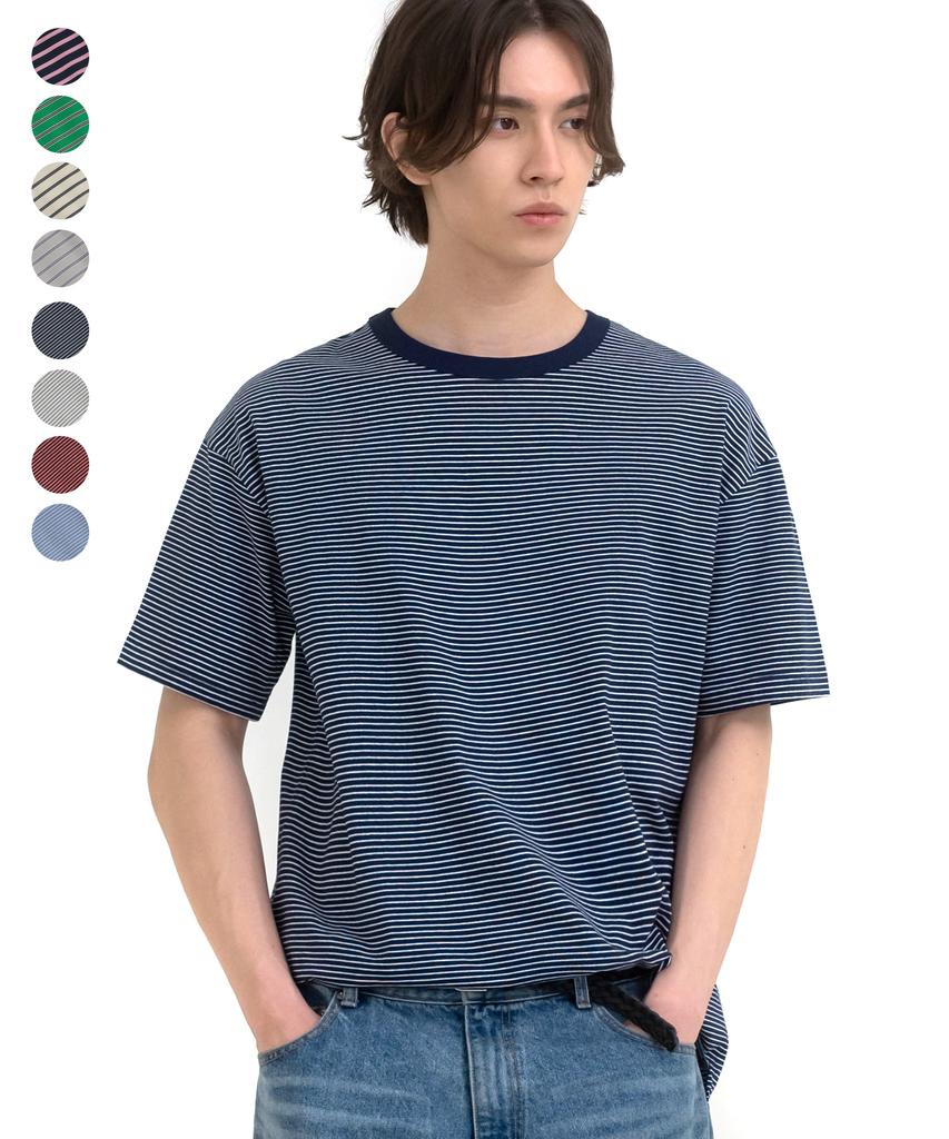 INDUST Striped Half T-Shirt_8 Colors (B Type)